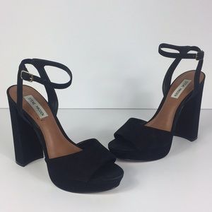 Steve Madden Black Platform Ankle Strap Heels-9.5